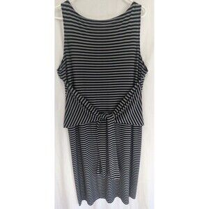 Norma Kamal Midi Dress XXL Sleeveless Gray Black Stripe Stretch Casual Summer